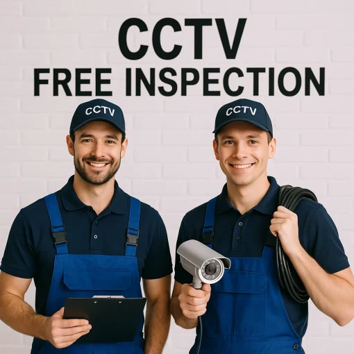 تیم فنی در حال بازدید رایگان از سیستم دوربین مداربسته